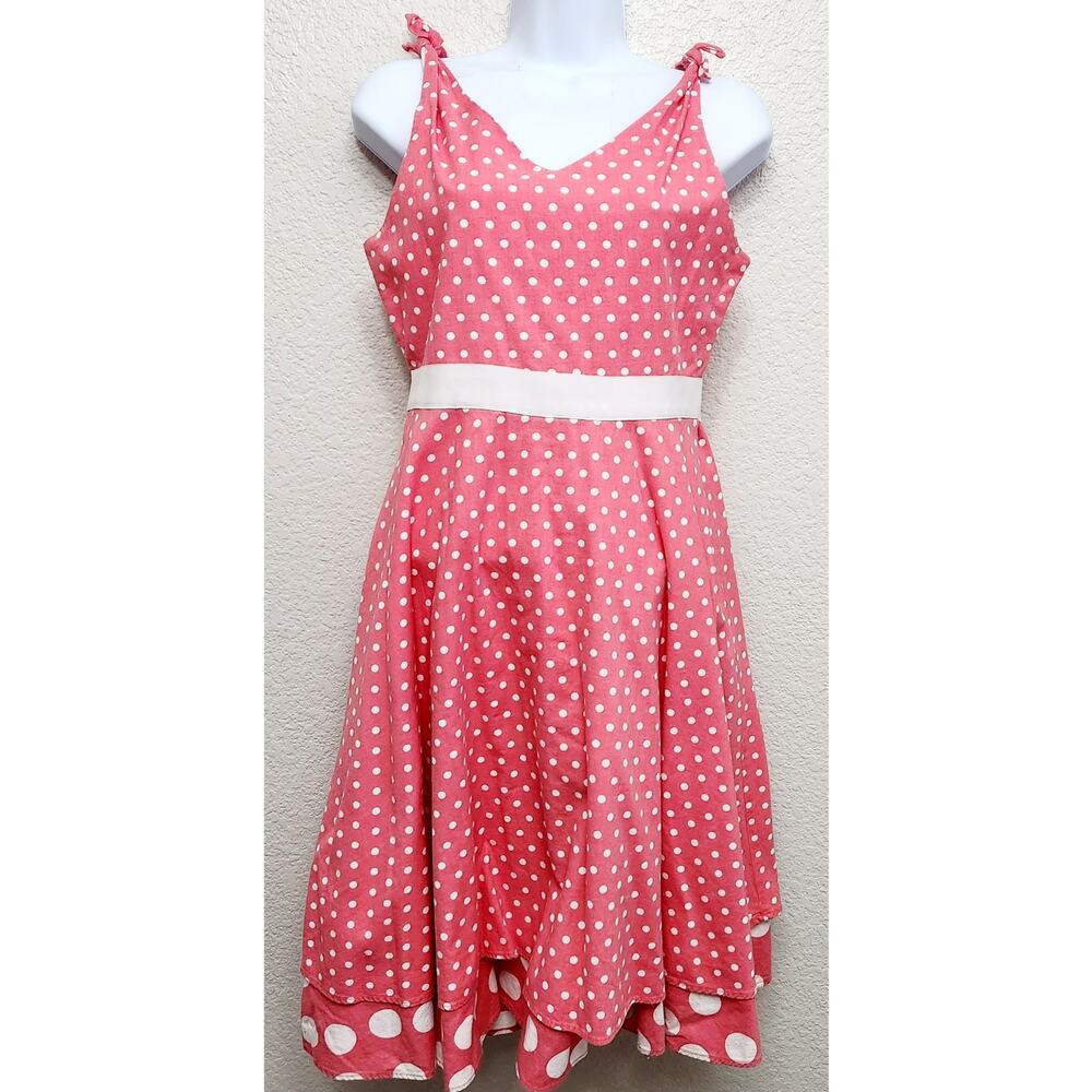 Rare Editions Orange White Polka Dot Sleeveless Midi Dress 16 Girls Lightweight